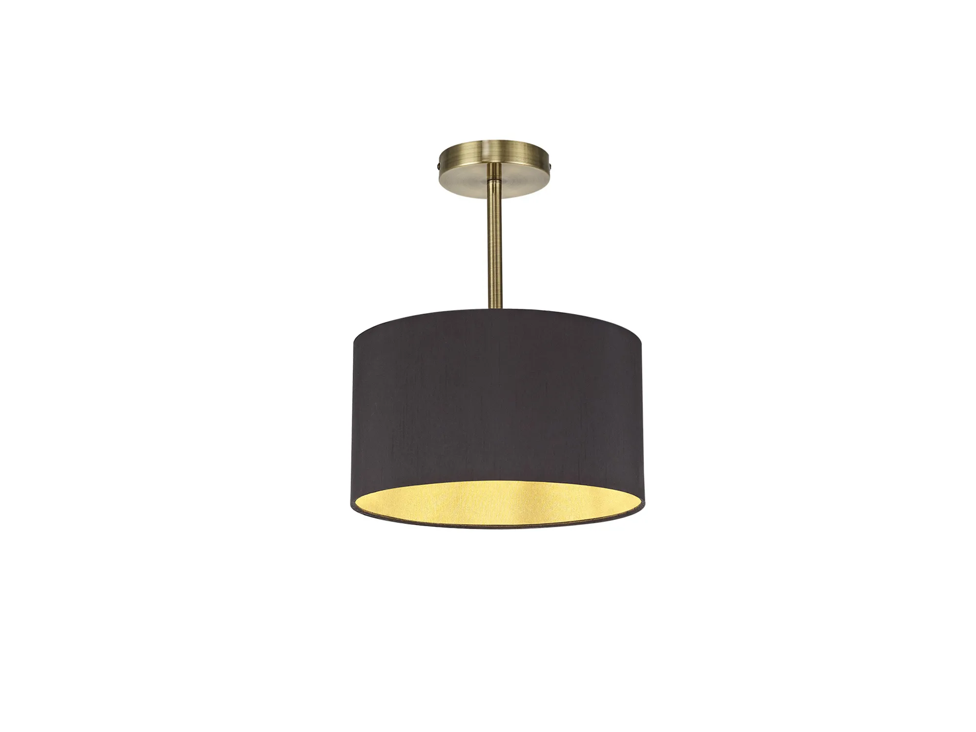 DK0163  Baymont 30cm Semi Flush 1 Light Antique Brass, Midnight Black/Green Olive